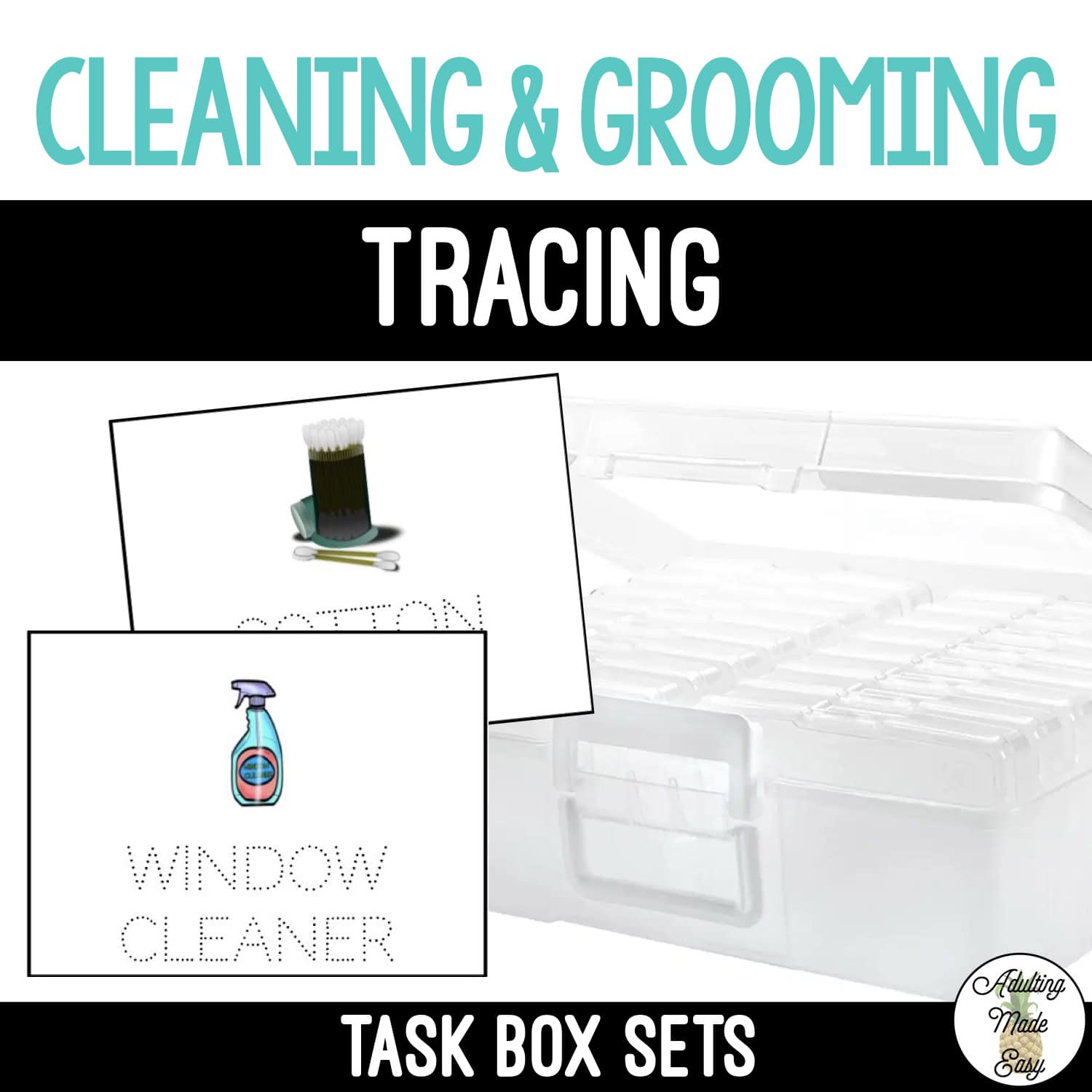 Cleaning & Grooming Task Boxes - Trace The Word