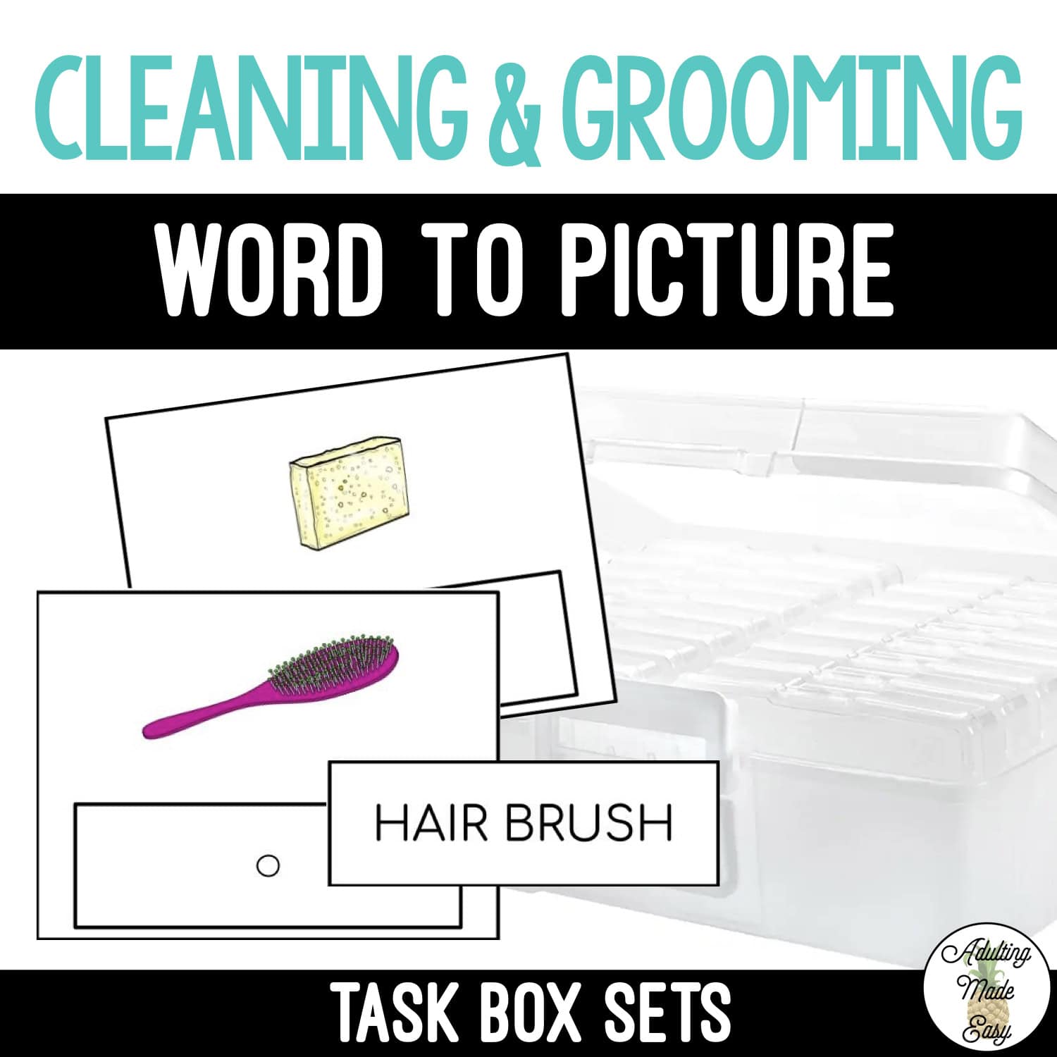 Cleaning & Grooming Task Boxes - Word to Picture
