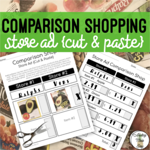 Comparison Shopping - Store Ad {Cut & Paste} Worksheets