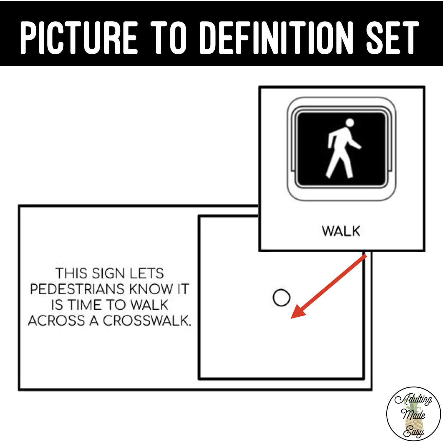 Community Signs Task Boxes - Picture to Definition