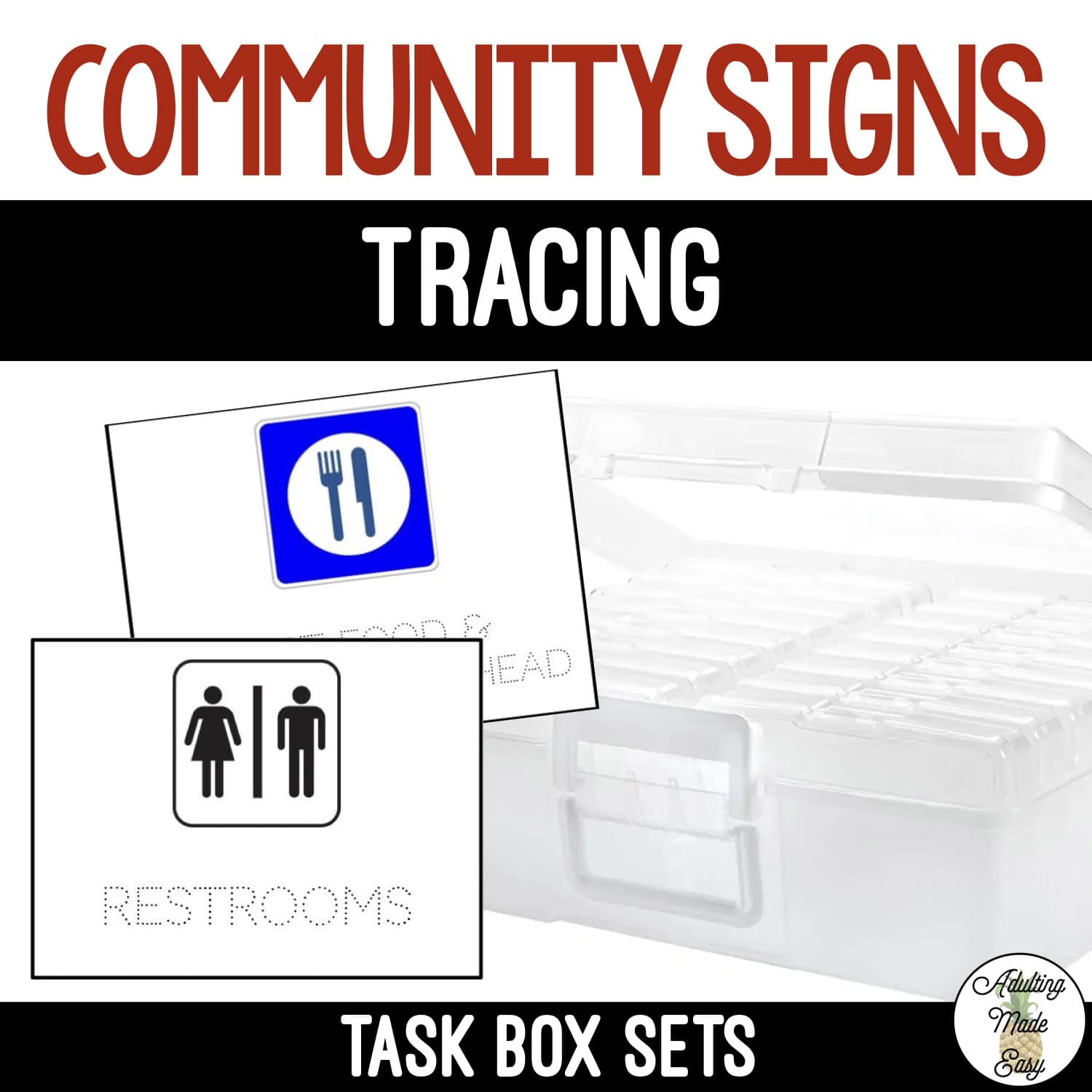 Community Signs Task Boxes - Trace The Word
