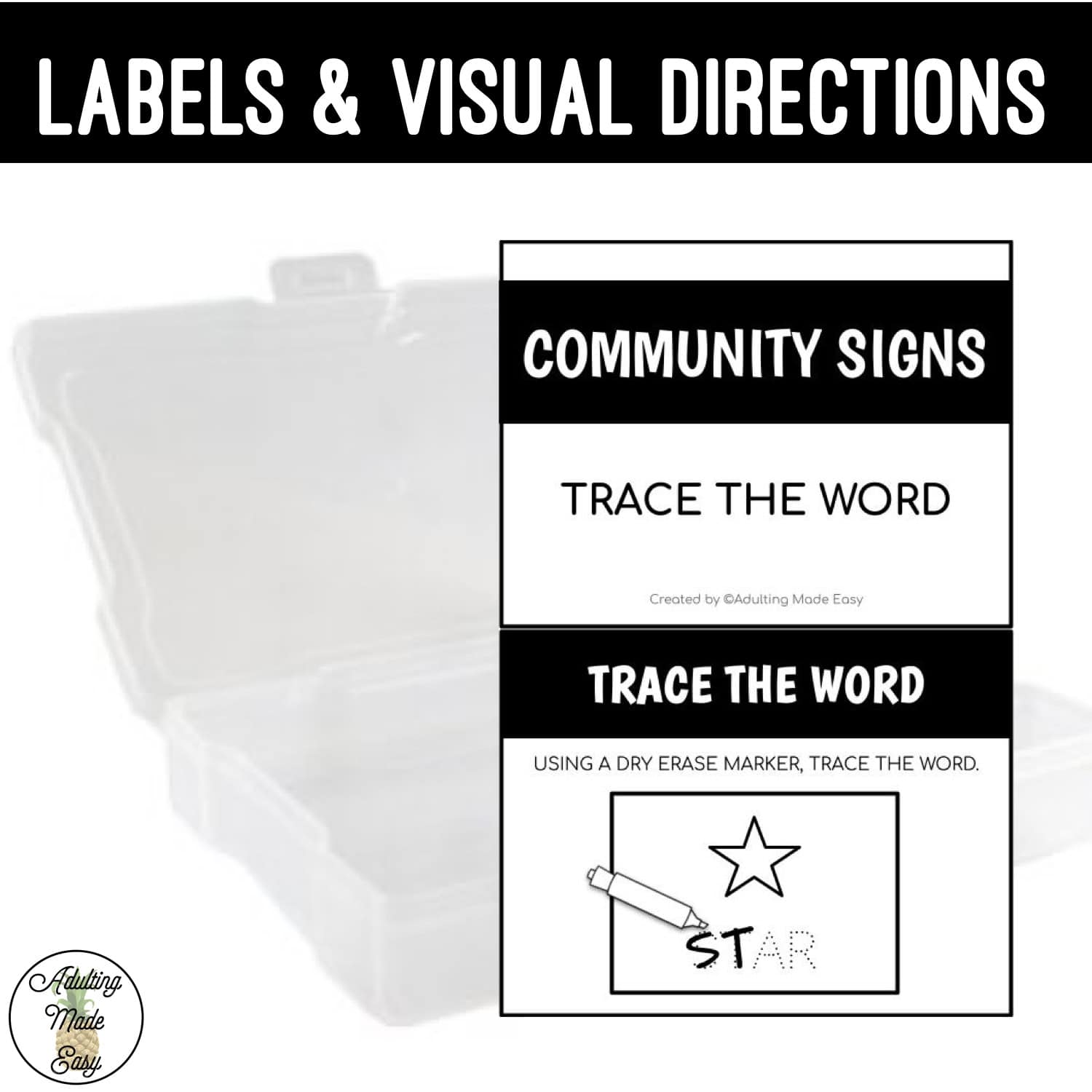 Community Signs Task Boxes - Trace The Word
