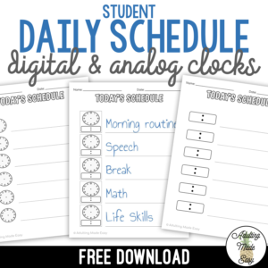 Student Daily Schedule with Digital & Analog Clocks