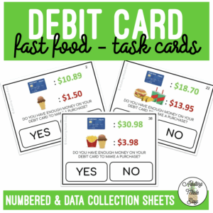 Debit Card Fast Food Task Cards