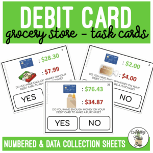 Debit Card Grocery Store Task Cards