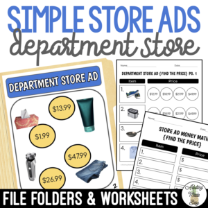 Simple Department Store Ads - Activities File Folder
