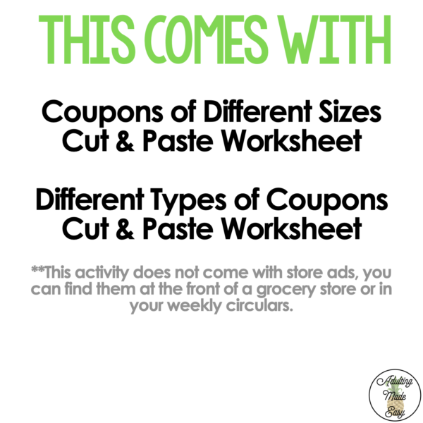 Finding Coupons - Store Ad {Cut & Paste} Worksheets - Image 2