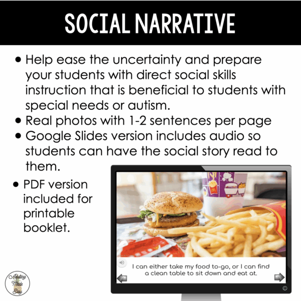 Fast Food Virtual Field Trip Social Narrative & Comprehension Google Slides SS - Image 3
