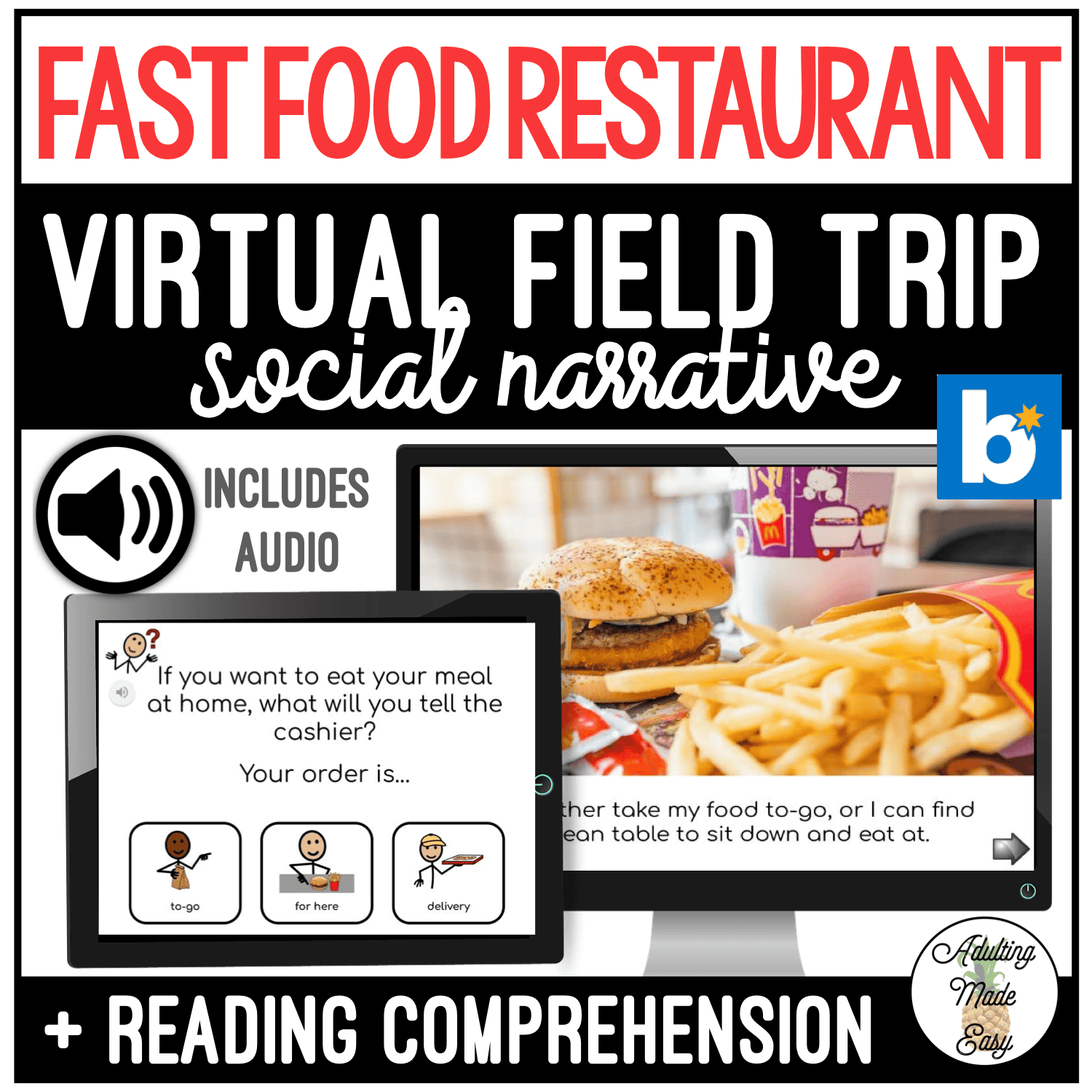 Fast Food Virtual Field Trip Social Narrative & Comprehension Boom Cards SS