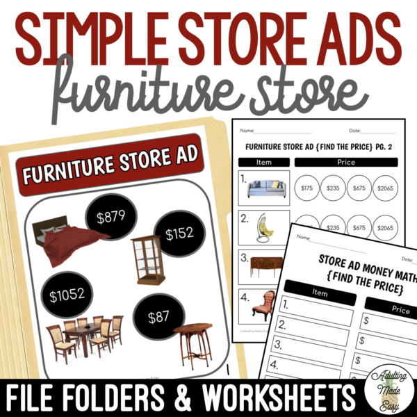 Simple Furniture Store Ads - File Folder Activities