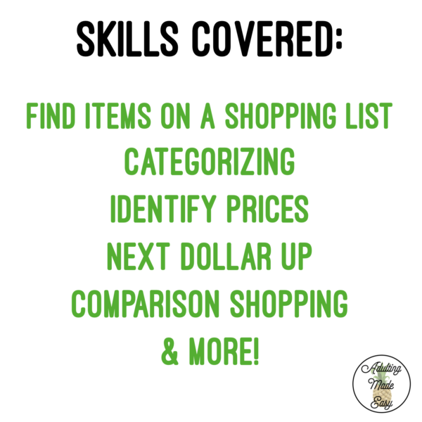 Grocery Store Interactive Bulletin Board Work Task