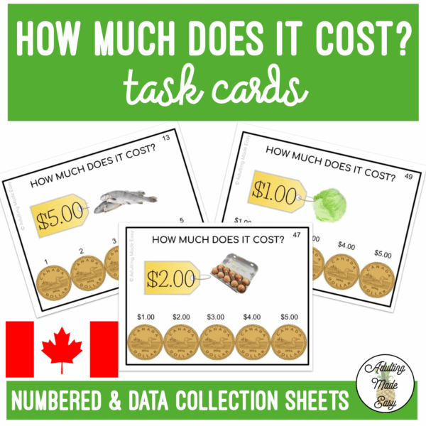 CANADIAN How Much Does It Cost? Task Cards