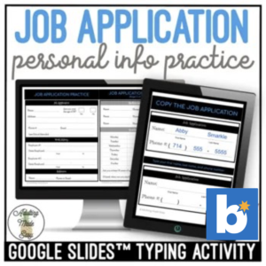 Job Application Practice Google Slides & Boom Cards Typing Activity