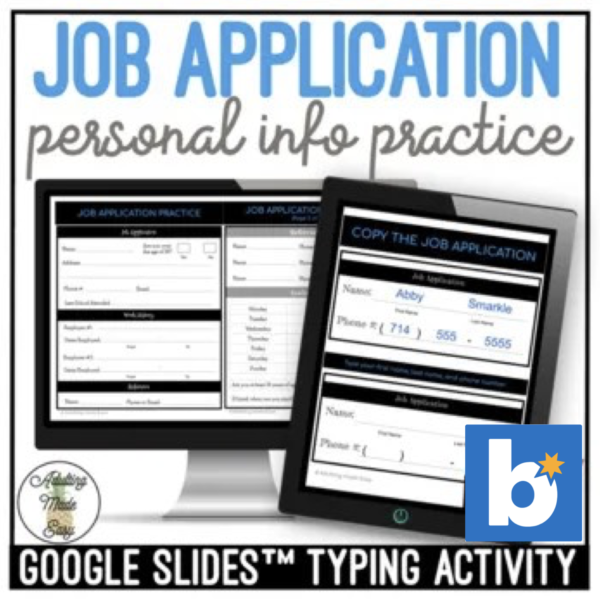 Job Application Practice Google Slides & Boom Cards Typing Activity
