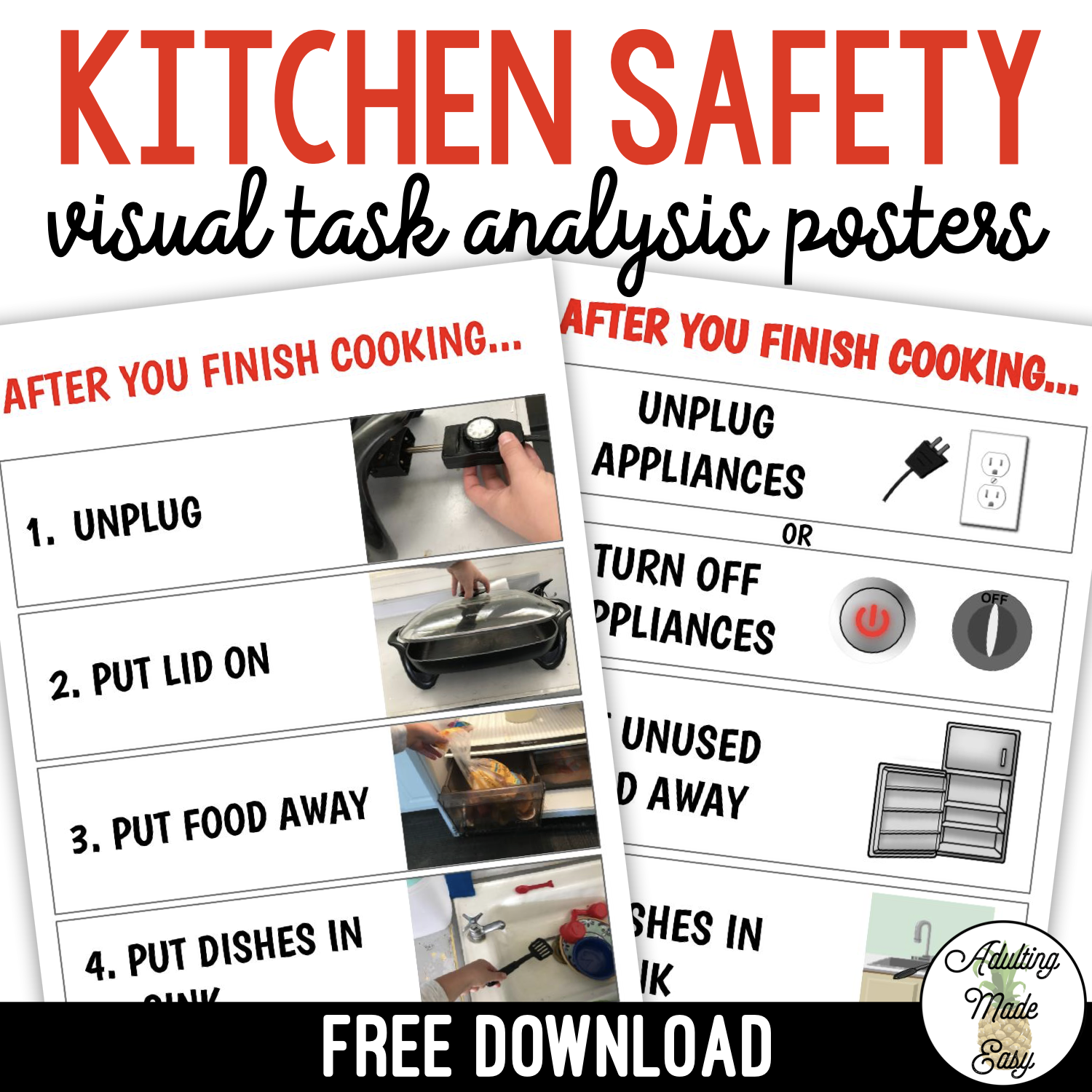 FREE Kitchen Safety Task Analysis Visuals free-kitchen-safety-task-analysis-visuals