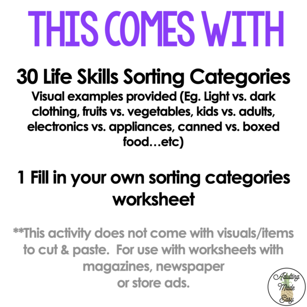 Life Skills Cut & Paste Sorting - Image 2