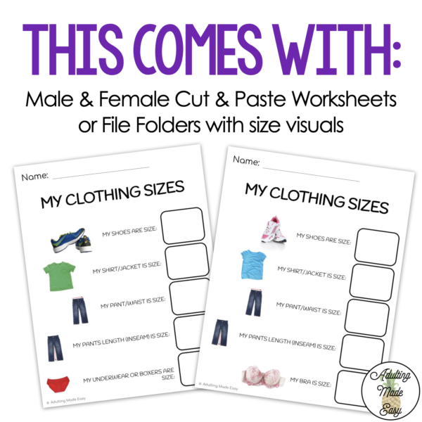 My Clothing Sizes - File Folders & Flashcards