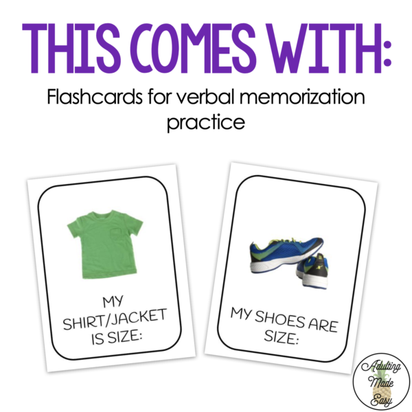 My Clothing Sizes - File Folders & Flashcards