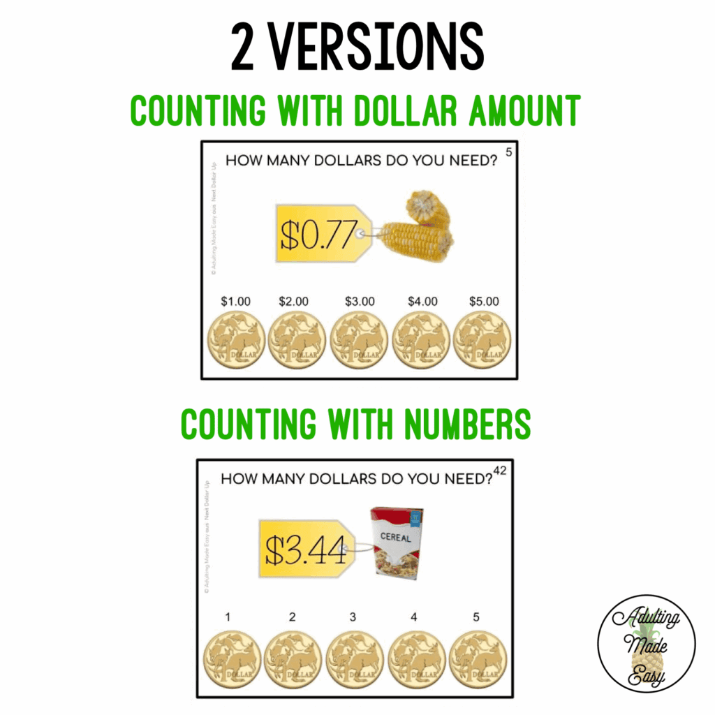 Next Dollar Up {Up to $5} Task Cards AUSTRALIAN