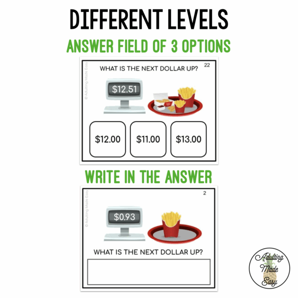 Next Dollar Up Fast Food Task Cards - Image 2