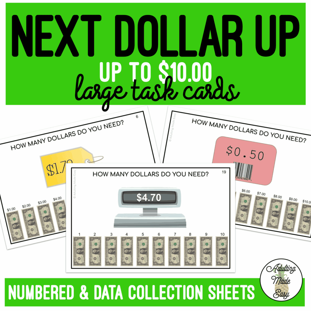 Next Dollar Up (up to $10) Large Task Cards