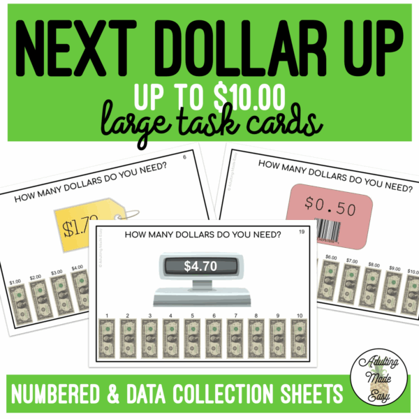 Next Dollar Up (up to $10) Large Task Cards