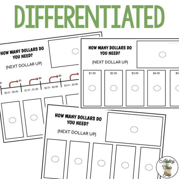 Next Dollar Up (up to $5) - How Many Dollars Do I Need Work Task Box Activity - Image 2