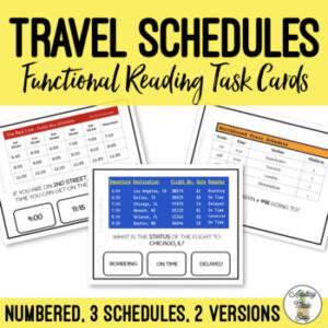 Reading Travel Schedules Task Cards