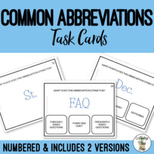 Abbreviations Task Cards