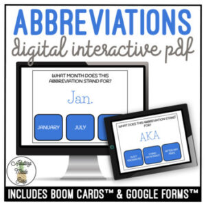 Common Abbreviations Digital Task Cards