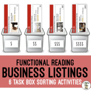 Reading Businesses Listings Task Box Activity