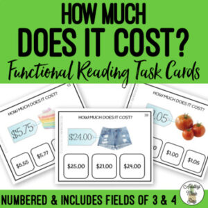 How Much Does It Cost (Field of 3 and 4) Task Cards