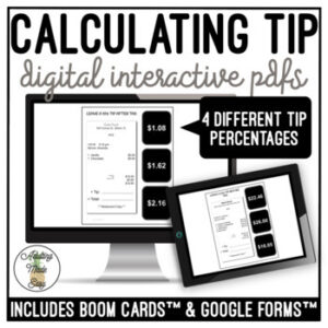 Calculating Tip Digital Task Cards