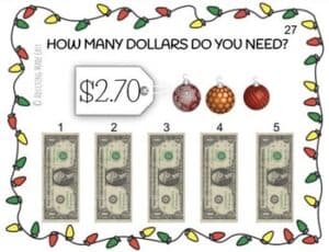 Next Dollar Up - How Many Dollars Do I Need? Holiday Task Cards