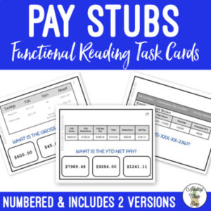 Reading Pay Stubs Task Cards