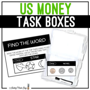 US Money Task Boxes - Find The Word (Name & Value)