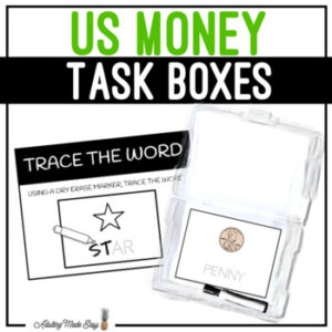 US Money Task Boxes - Trace the Word (Names & Values)