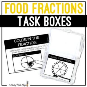 Food Fractions Task Boxes - Color The Fraction