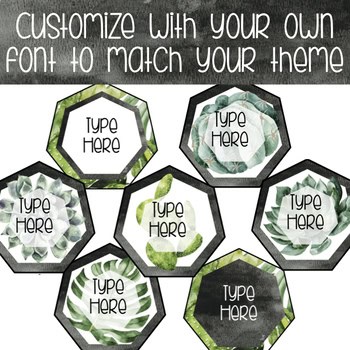 EDITABLE Heptagon Labels - Watercolor Tropical Desert Theme - Image 2