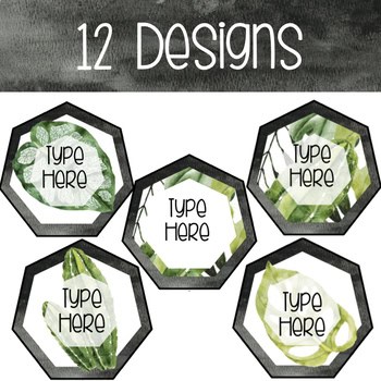EDITABLE Heptagon Labels - Watercolor Tropical Desert Theme - Image 3