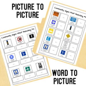 Community Signs Mobility Training File Folders
