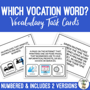 Which Vocation Vocab Word Task Cards