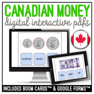 CANADIAN Money Names & Values Digital Task Cards