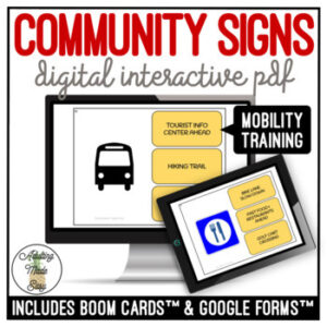 Community Signs Word to Picture Digital Task Cards