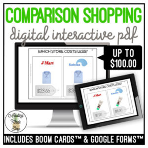 Comparison Shopping {up to $100} Digital Task Cards