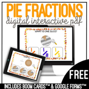 FREE Pie Fractions Digital Task Cards