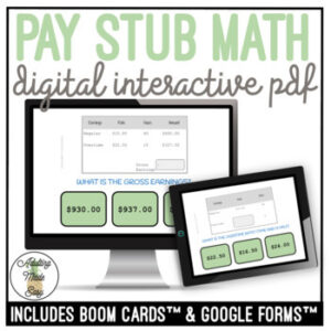 Pay Stub Math Digital Task Cards
