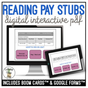 Reading Pay Stubs Digital Task Cards