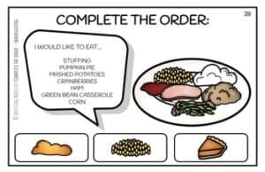 Complete The Order - Thanksgiving Dinner Large Task Cards