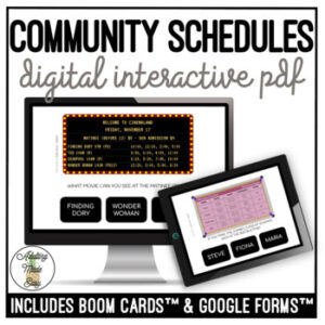 Reading Community Schedules Digital Task Cards